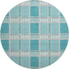 Piper Looms Mayfield Plaid AMF1000 Teal Machine Washable Area Rug Round Main Image