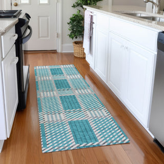 Piper Looms Mayfield Plaid AMF1000 Teal Machine Washable Area Rug Runner Lifestyle Image Feature