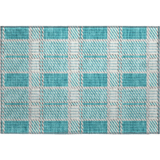 Piper Looms Mayfield Plaid AMF1000 Teal Machine Washable Area Rug Scatter Main Image