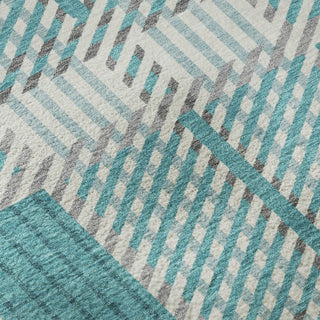Piper Looms Mayfield Plaid AMF1000 Teal Machine Washable Area Rug Swatch Image