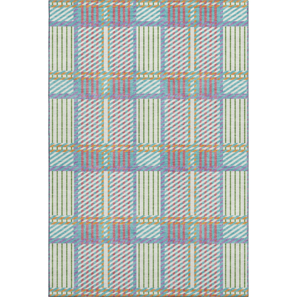 Piper Looms Mayfield Plaid AMF1000 White Machine Washable Area Rug main image