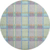 Piper Looms Mayfield Plaid AMF1000 White Machine Washable Area Rug Round Main Image