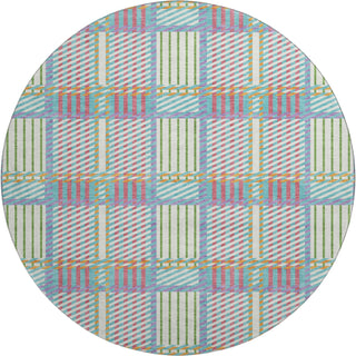 Piper Looms Mayfield Plaid AMF1000 White Machine Washable Area Rug Round Main Image