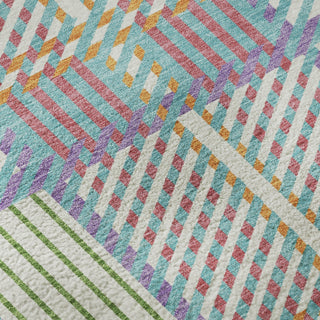 Piper Looms Mayfield Plaid AMF1000 White Machine Washable Area Rug Swatch Image