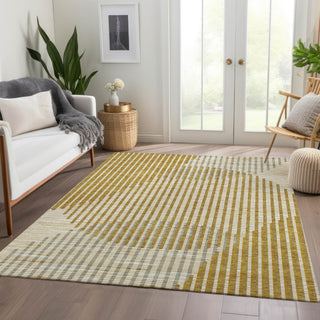 Piper Looms Mayfield Circles AMF1001 Gold Machine Washable Area Rug Lifestyle Image Feature