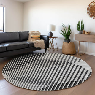 Piper Looms Mayfield Circles AMF1001 Gray Machine Washable Area Rug Round Lifestyle Image Feature