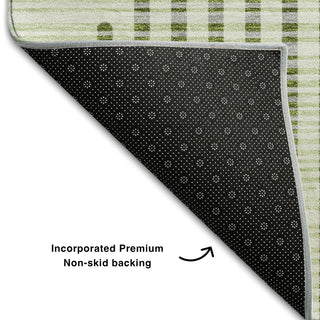 Piper Looms Mayfield Circles AMF1001 Green Machine Washable Area Rug Backing Image