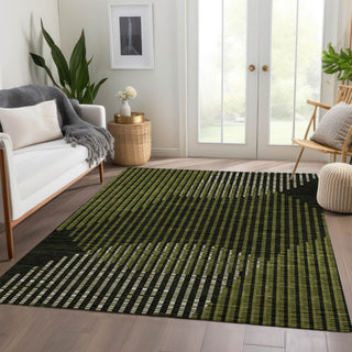 Piper Looms Mayfield Circles AMF1001 Olive Machine Washable Area Rug Lifestyle Image Feature