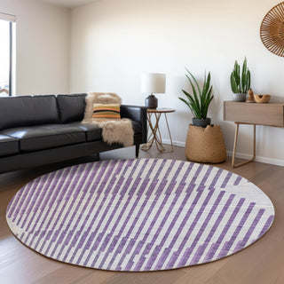 Piper Looms Mayfield Circles AMF1001 Purple Machine Washable Area Rug Round Lifestyle Image Feature