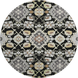 Piper Looms Mayfield Oriental AMF1002 Black Machine Washable Area Rug Round Main Image