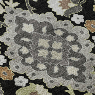 Piper Looms Mayfield Oriental AMF1002 Black Machine Washable Area Rug Swatch Image