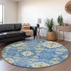 Piper Looms Mayfield Oriental AMF1002 Blue Machine Washable Area Rug Round Lifestyle Image Feature