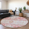 Piper Looms Mayfield Oriental AMF1002 Blush Machine Washable Area Rug Round Lifestyle Image Feature