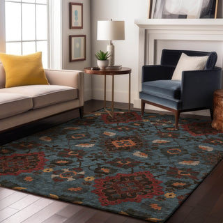 Piper Looms Mayfield Oriental AMF1002 Denim Machine Washable Area Rug Lifestyle Image Feature
