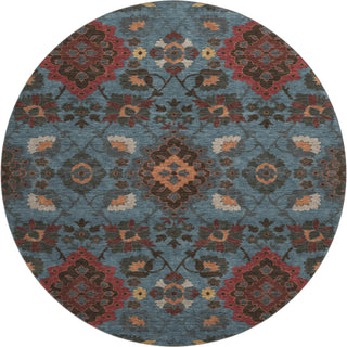 Piper Looms Mayfield Oriental AMF1002 Denim Machine Washable Area Rug Round Main Image