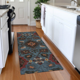 Piper Looms Mayfield Oriental AMF1002 Denim Machine Washable Area Rug Runner Lifestyle Image Feature