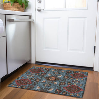 Piper Looms Mayfield Oriental AMF1002 Denim Machine Washable Area Rug Scatter Lifestyle Image Feature