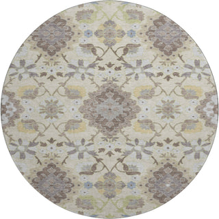 Piper Looms Mayfield Oriental AMF1002 Ivory Machine Washable Area Rug Round Main Image