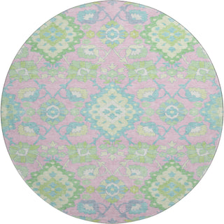 Piper Looms Mayfield Oriental AMF1002 Pink Machine Washable Area Rug Round Main Image