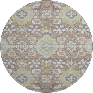 Piper Looms Mayfield Oriental AMF1002 Taupe Machine Washable Area Rug Round Main Image