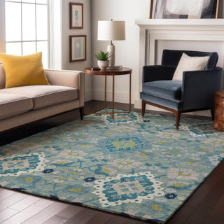Piper Looms Mayfield Oriental AMF1002 Teal Machine Washable Area Rug Lifestyle Image Feature