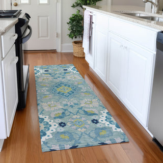 Piper Looms Mayfield Oriental AMF1002 Teal Machine Washable Area Rug Runner Lifestyle Image Feature