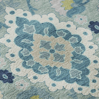 Piper Looms Mayfield Oriental AMF1002 Teal Machine Washable Area Rug Swatch Image