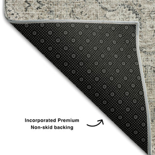 Piper Looms Mayfield Oriental AMF1003 Black Machine Washable Area Rug Backing Image