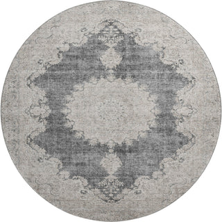 Piper Looms Mayfield Oriental AMF1003 Black Machine Washable Area Rug Round Main Image