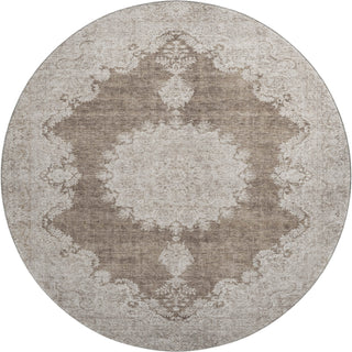 Piper Looms Mayfield Oriental AMF1003 Brown Machine Washable Area Rug Round Main Image