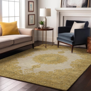 Piper Looms Mayfield Oriental AMF1003 Gold Machine Washable Area Rug Lifestyle Image Feature