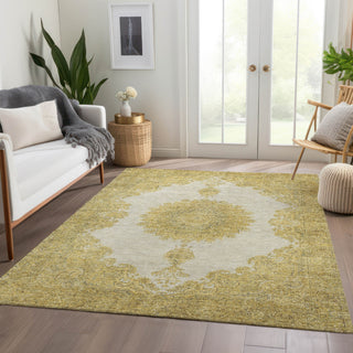 Piper Looms Mayfield Oriental AMF1003 Gold Machine Washable Area Rug Lifestyle Image Feature