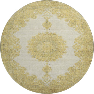 Piper Looms Mayfield Oriental AMF1003 Gold Machine Washable Area Rug Round Main Image