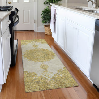 Piper Looms Mayfield Oriental AMF1003 Gold Machine Washable Area Rug Runner Lifestyle Image Feature