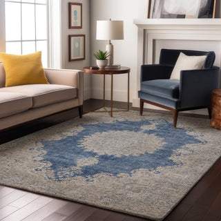 Piper Looms Mayfield Oriental AMF1003 Navy Machine Washable Area Rug Lifestyle Image Feature