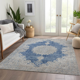 Piper Looms Mayfield Oriental AMF1003 Navy Machine Washable Area Rug Lifestyle Image Feature