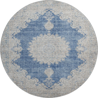 Piper Looms Mayfield Oriental AMF1003 Navy Machine Washable Area Rug Round Main Image