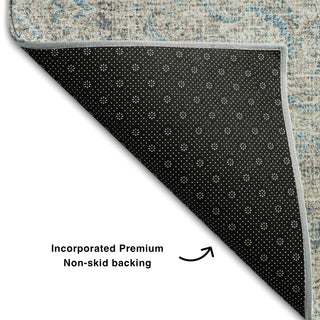 Piper Looms Mayfield Oriental AMF1003 Teal Machine Washable Area Rug Backing Image