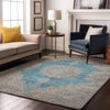 Piper Looms Mayfield Oriental AMF1003 Teal Machine Washable Area Rug Lifestyle Image Feature