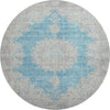 Piper Looms Mayfield Oriental AMF1003 Teal Machine Washable Area Rug Round Main Image