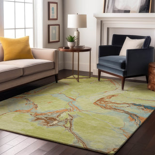 Piper Looms Mayfield Abstract AMF1005 Aloe Machine Washable Area Rug Lifestyle Image Feature