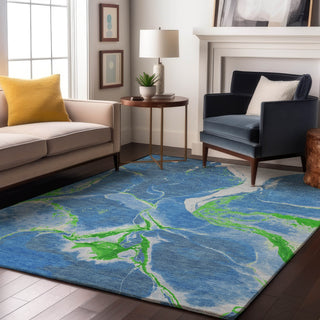 Piper Looms Mayfield Abstract AMF1005 Denim Machine Washable Area Rug Lifestyle Image Feature