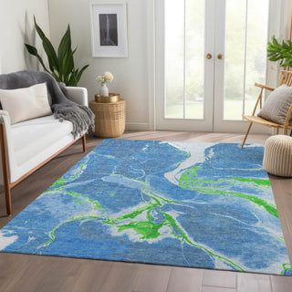 Piper Looms Mayfield Abstract AMF1005 Denim Machine Washable Area Rug Lifestyle Image Feature