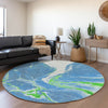 Piper Looms Mayfield Abstract AMF1005 Denim Machine Washable Area Rug Round Lifestyle Image Feature