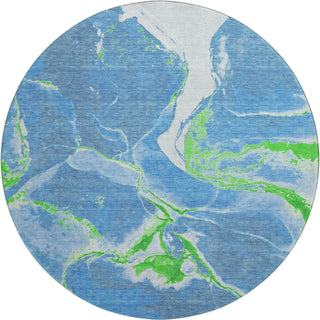 Piper Looms Mayfield Abstract AMF1005 Denim Machine Washable Area Rug Round Main Image