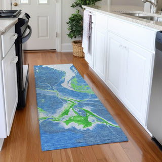 Piper Looms Mayfield Abstract AMF1005 Denim Machine Washable Area Rug Runner Lifestyle Image Feature