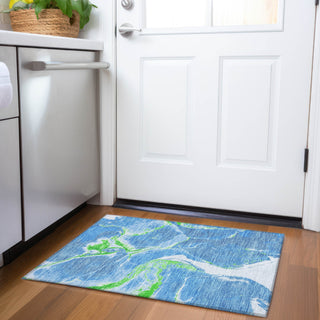 Piper Looms Mayfield Abstract AMF1005 Denim Machine Washable Area Rug Scatter Lifestyle Image Feature