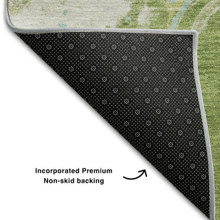 Piper Looms Mayfield Abstract AMF1005 Green Machine Washable Area Rug Backing Image