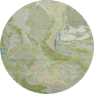 Piper Looms Mayfield Abstract AMF1005 Green Machine Washable Area Rug Round Main Image