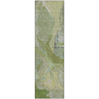 Piper Looms Mayfield Abstract AMF1005 Green Machine Washable Area Rug Runner Main Image
